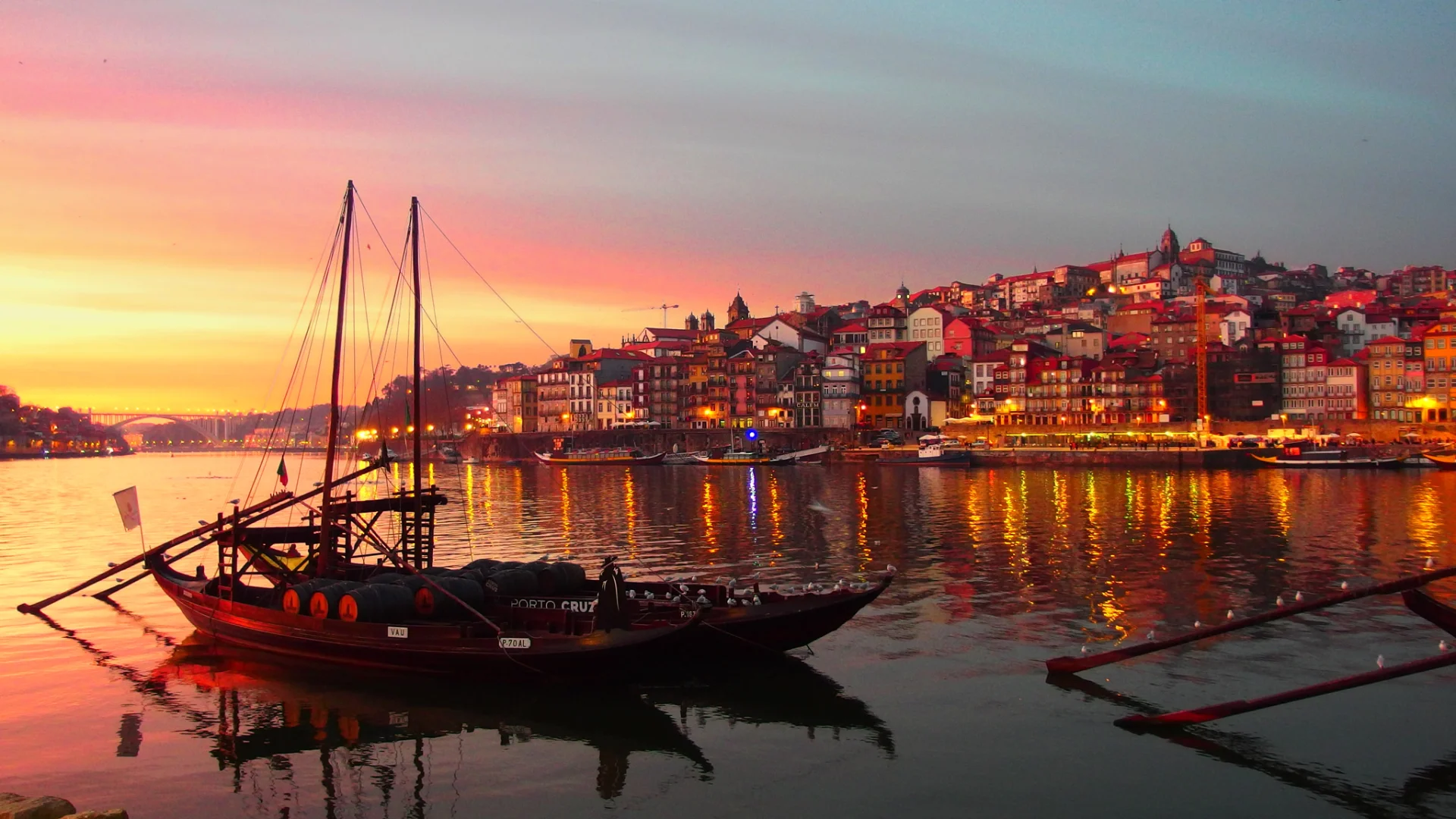 Porto seen from the river in late afternoon